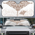 New Zealand Manta Ray Tattoo Auto Sun Shade Aotearoa Maori Haehae Beige - Aussie Hoodie