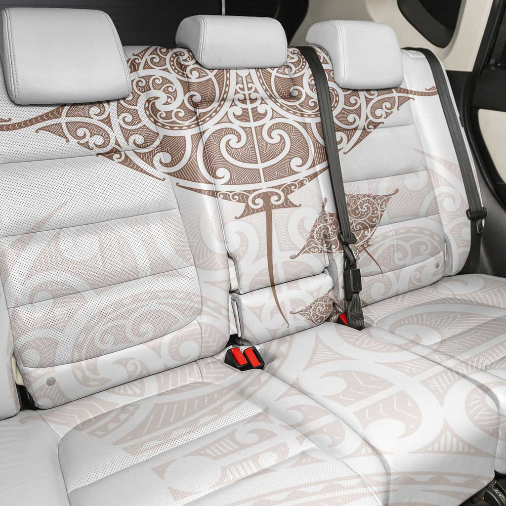 New Zealand Manta Ray Tattoo Back Car Seat Cover Aotearoa Maori Haehae Beige - Aussie Hoodie