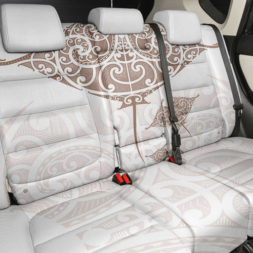 New Zealand Manta Ray Tattoo Back Car Seat Cover Aotearoa Maori Haehae Beige - Aussie Hoodie