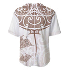 New Zealand Manta Ray Tattoo Baseball Jersey Aotearoa Maori Haehae Beige - Aussie Hoodie