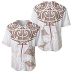 New Zealand Manta Ray Tattoo Baseball Jersey Aotearoa Maori Haehae Beige - Aussie Hoodie