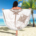 New Zealand Manta Ray Tattoo Beach Blanket Aotearoa Maori Haehae Beige - Aussie Hoodie