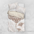 New Zealand Manta Ray Tattoo Bedding Set Aotearoa Maori Haehae Beige - Aussie Hoodie