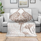 New Zealand Manta Ray Tattoo Blanket Aotearoa Maori Haehae Beige - Aussie Hoodie