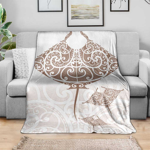 New Zealand Manta Ray Tattoo Blanket Aotearoa Maori Haehae Beige - Aussie Hoodie
