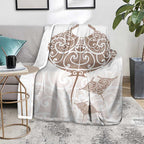 New Zealand Manta Ray Tattoo Blanket Aotearoa Maori Haehae Beige - Aussie Hoodie