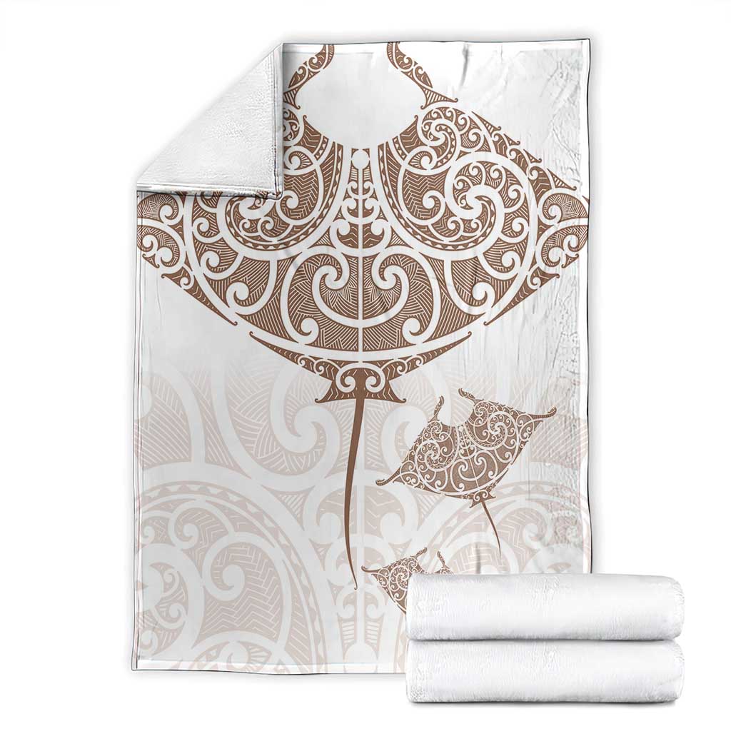 New Zealand Manta Ray Tattoo Blanket Aotearoa Maori Haehae Beige - Aussie Hoodie