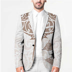 New Zealand Manta Ray Tattoo Blazer Aotearoa Maori Haehae Beige - Aussie Hoodie