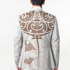 New Zealand Manta Ray Tattoo Blazer Aotearoa Maori Haehae Beige - Aussie Hoodie