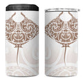 New Zealand Manta Ray Tattoo 4 in 1 Can Cooler Tumbler Aotearoa Maori Haehae Beige - Aussie Hoodie