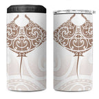 New Zealand Manta Ray Tattoo 4 in 1 Can Cooler Tumbler Aotearoa Maori Haehae Beige - Aussie Hoodie