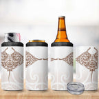 New Zealand Manta Ray Tattoo 4 in 1 Can Cooler Tumbler Aotearoa Maori Haehae Beige - Aussie Hoodie