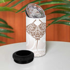 New Zealand Manta Ray Tattoo 4 in 1 Can Cooler Tumbler Aotearoa Maori Haehae Beige - Aussie Hoodie