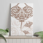 New Zealand Manta Ray Tattoo Canvas Wall Art Aotearoa Maori Haehae Beige - Aussie Hoodie