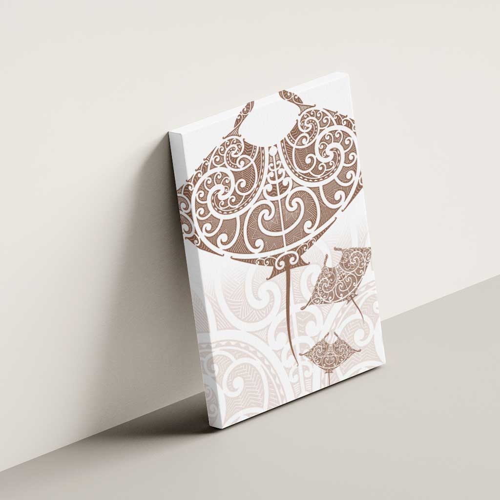New Zealand Manta Ray Tattoo Canvas Wall Art Aotearoa Maori Haehae Beige - Aussie Hoodie