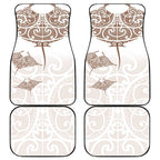 New Zealand Manta Ray Tattoo Car Mats Aotearoa Maori Haehae Beige - Aussie Hoodie