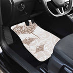 New Zealand Manta Ray Tattoo Car Mats Aotearoa Maori Haehae Beige - Aussie Hoodie