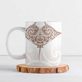 New Zealand Manta Ray Tattoo Ceramic Mug Aotearoa Maori Haehae Beige - Aussie Hoodie