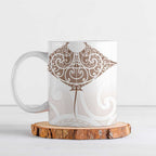 New Zealand Manta Ray Tattoo Ceramic Mug Aotearoa Maori Haehae Beige - Aussie Hoodie