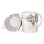 New Zealand Manta Ray Tattoo Ceramic Mug Aotearoa Maori Haehae Beige - Aussie Hoodie