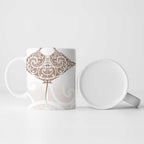 New Zealand Manta Ray Tattoo Ceramic Mug Aotearoa Maori Haehae Beige - Aussie Hoodie