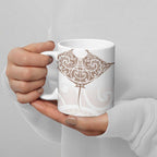 New Zealand Manta Ray Tattoo Ceramic Mug Aotearoa Maori Haehae Beige - Aussie Hoodie
