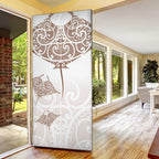 New Zealand Manta Ray Tattoo Door Cover Aotearoa Maori Haehae Beige - Aussie Hoodie