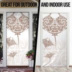 New Zealand Manta Ray Tattoo Door Cover Aotearoa Maori Haehae Beige - Aussie Hoodie