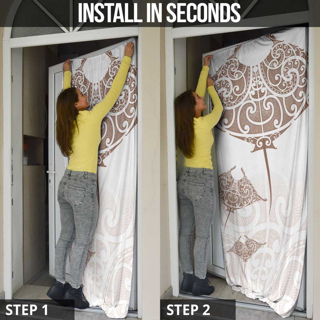 New Zealand Manta Ray Tattoo Door Cover Aotearoa Maori Haehae Beige - Aussie Hoodie