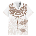 New Zealand Manta Ray Tattoo Family Matching Mermaid Dress and Hawaiian Shirt Aotearoa Maori Haehae Beige - Aussie Hoodie