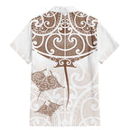 New Zealand Manta Ray Tattoo Family Matching Mermaid Dress and Hawaiian Shirt Aotearoa Maori Haehae Beige - Aussie Hoodie