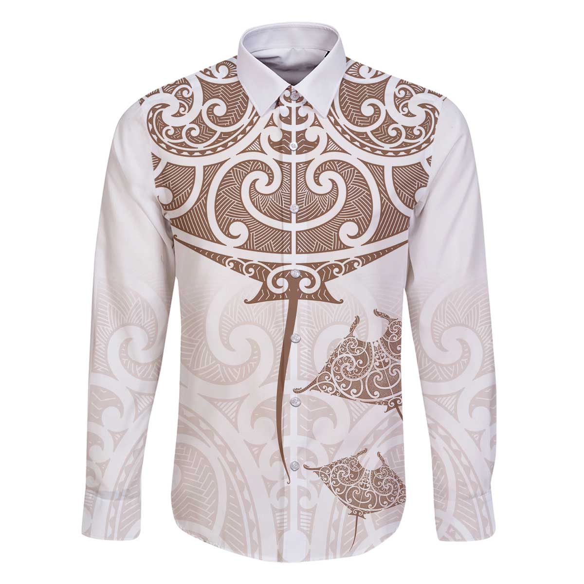 New Zealand Manta Ray Tattoo Family Matching Off The Shoulder Long Sleeve Dress and Hawaiian Shirt Aotearoa Maori Haehae Beige - Aussie Hoodie