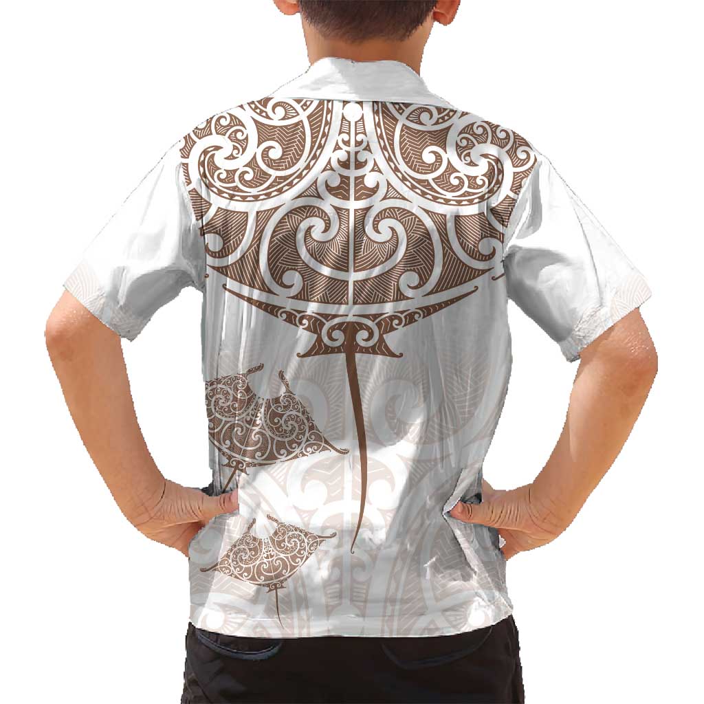New Zealand Manta Ray Tattoo Family Matching Puletasi and Hawaiian Shirt Aotearoa Maori Haehae Beige - Aussie Hoodie