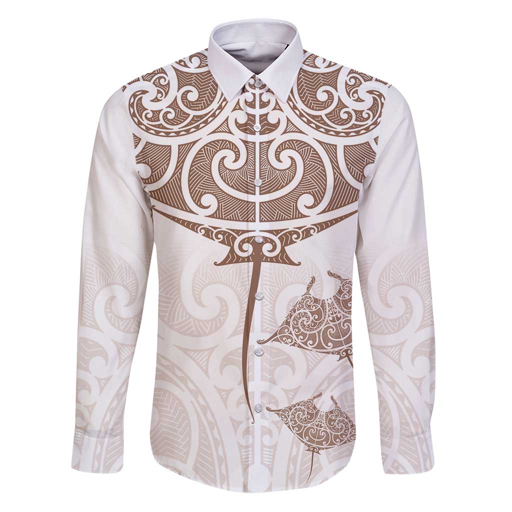 New Zealand Manta Ray Tattoo Family Matching Puletasi and Hawaiian Shirt Aotearoa Maori Haehae Beige - Aussie Hoodie