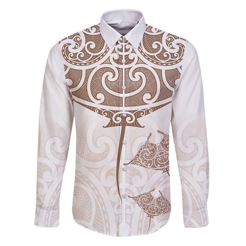 New Zealand Manta Ray Tattoo Family Matching Puletasi and Hawaiian Shirt Aotearoa Maori Haehae Beige - Aussie Hoodie