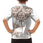 New Zealand Manta Ray Tattoo Family Matching Short Sleeve Bodycon Dress and Hawaiian Shirt Aotearoa Maori Haehae Beige - Aussie Hoodie