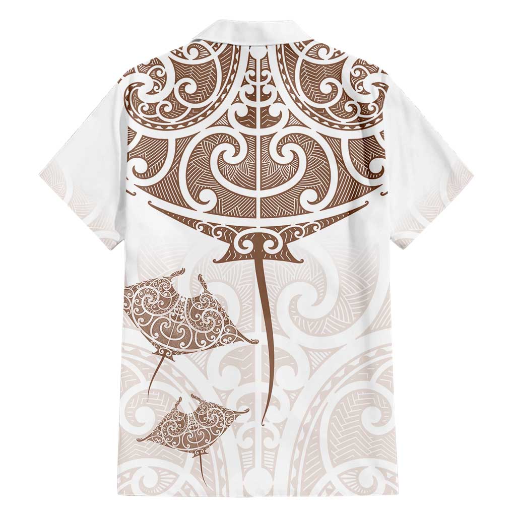 New Zealand Manta Ray Tattoo Family Matching Short Sleeve Bodycon Dress and Hawaiian Shirt Aotearoa Maori Haehae Beige - Aussie Hoodie