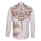 New Zealand Manta Ray Tattoo Family Matching Short Sleeve Bodycon Dress and Hawaiian Shirt Aotearoa Maori Haehae Beige - Aussie Hoodie