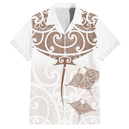 New Zealand Manta Ray Tattoo Family Matching Summer Maxi Dress and Hawaiian Shirt Aotearoa Maori Haehae Beige - Aussie Hoodie