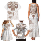 New Zealand Manta Ray Tattoo Family Matching Tank Maxi Dress and Hawaiian Shirt Aotearoa Maori Haehae Beige - Aussie Hoodie