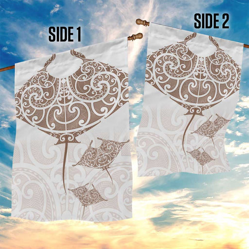 New Zealand Manta Ray Tattoo Garden Flag Aotearoa Maori Haehae Beige - Aussie Hoodie