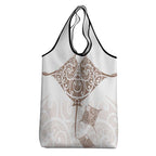 New Zealand Manta Ray Tattoo Grocery Bag Aotearoa Maori Haehae Beige - Aussie Hoodie