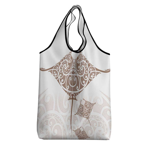 New Zealand Manta Ray Tattoo Grocery Bag Aotearoa Maori Haehae Beige - Aussie Hoodie