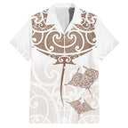 New Zealand Manta Ray Tattoo Hawaiian Shirt Aotearoa Maori Haehae Beige - Aussie Hoodie