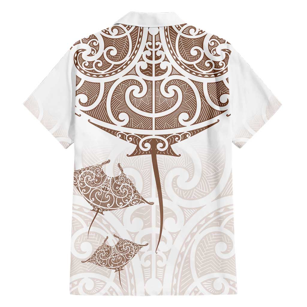 New Zealand Manta Ray Tattoo Hawaiian Shirt Aotearoa Maori Haehae Beige - Aussie Hoodie