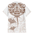 New Zealand Manta Ray Tattoo Hawaiian Shirt Aotearoa Maori Haehae Beige - Aussie Hoodie