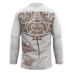 New Zealand Manta Ray Tattoo Hockey Jersey Aotearoa Maori Haehae Beige - Aussie Hoodie