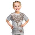 New Zealand Manta Ray Tattoo Kid T Shirt Aotearoa Maori Haehae Beige - Aussie Hoodie
