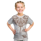 New Zealand Manta Ray Tattoo Kid T Shirt Aotearoa Maori Haehae Beige - Aussie Hoodie