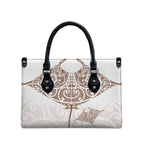 New Zealand Manta Ray Tattoo Leather Bag Aotearoa Maori Haehae Beige - Aussie Hoodie